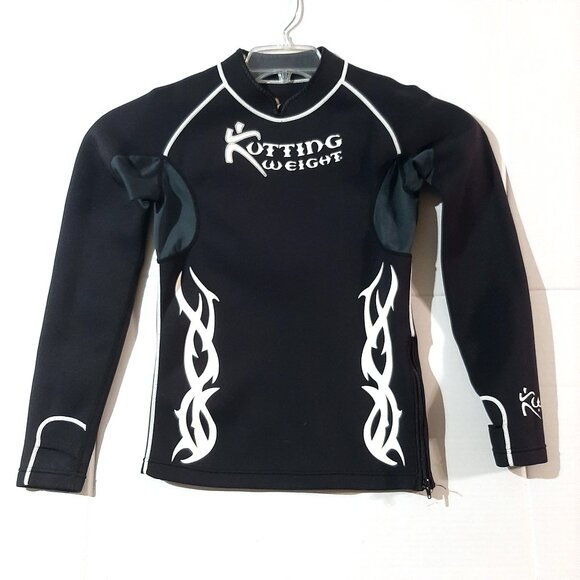 Kutting Weight Sauna Shirt Mens small Black Sweat Suit Shirt Long Sleeve Zip - Picture 6 of 7